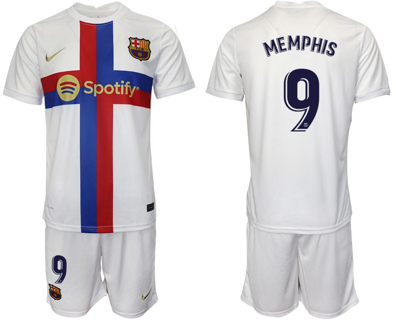 Men 2022-2023 Club Barcelona white away #9 Soccer Jerseys->barcelona jersey->Soccer Club Jersey